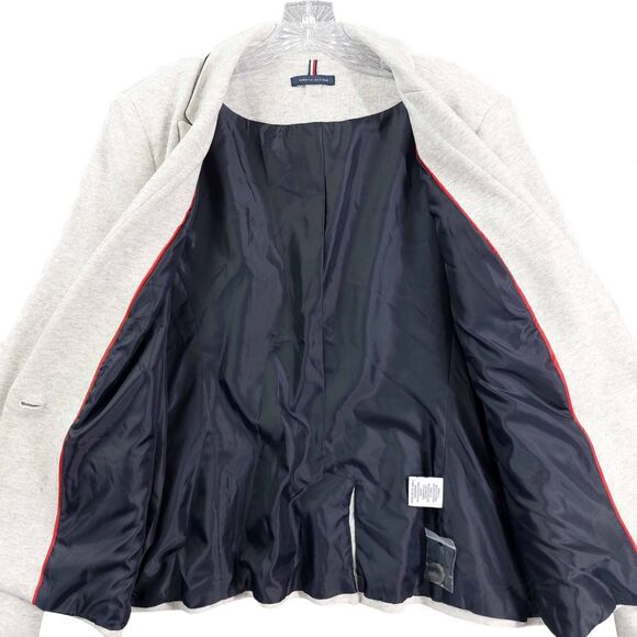 Tommy Hilfiger Blazer Women's Sz 16 Light Gray Elbow Patch One Button - Picture 7 of 12